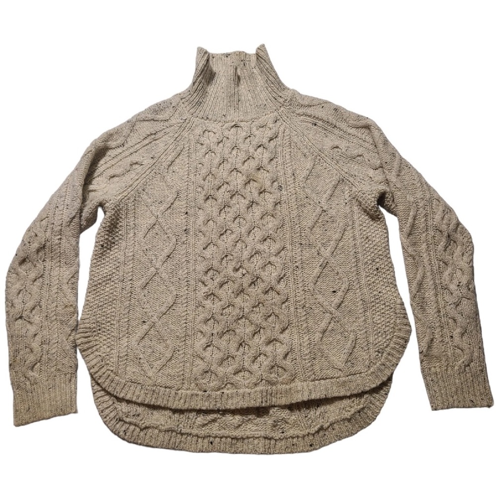 Madewell Cream Cable Turtleneck Sweater